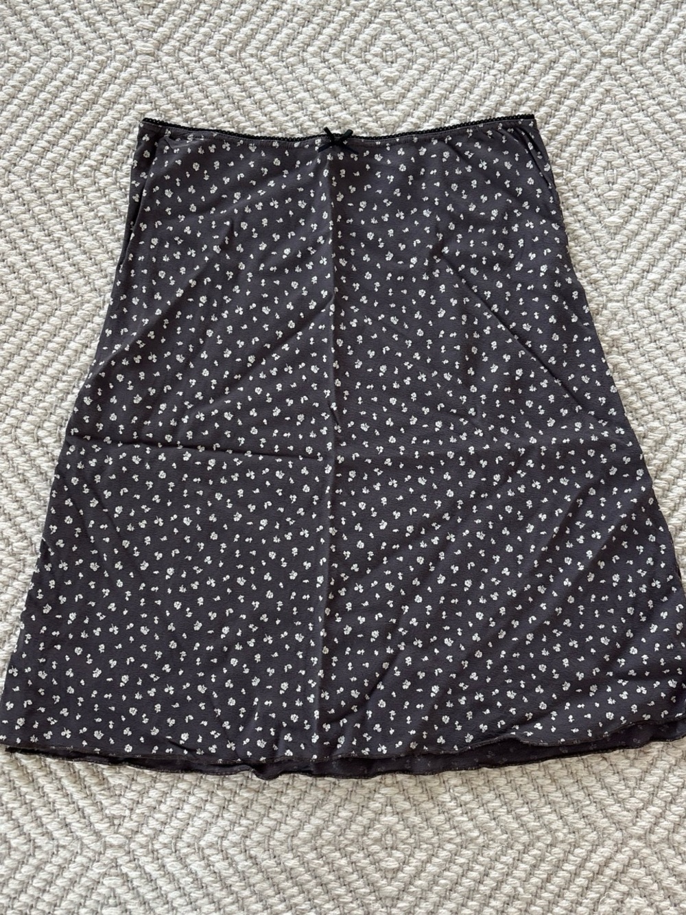 Brandy Melville Dark Brown Floral A-Line Midi Skirt
